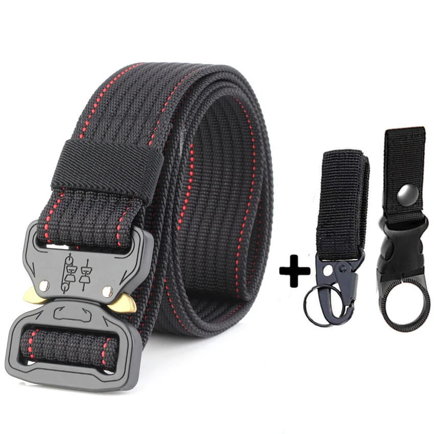 

Military Waist Belt Gift Fashion Men Tactical Belt For Trousers Casual Nylon Army Belts Training Equipment Belt Male Black Metal