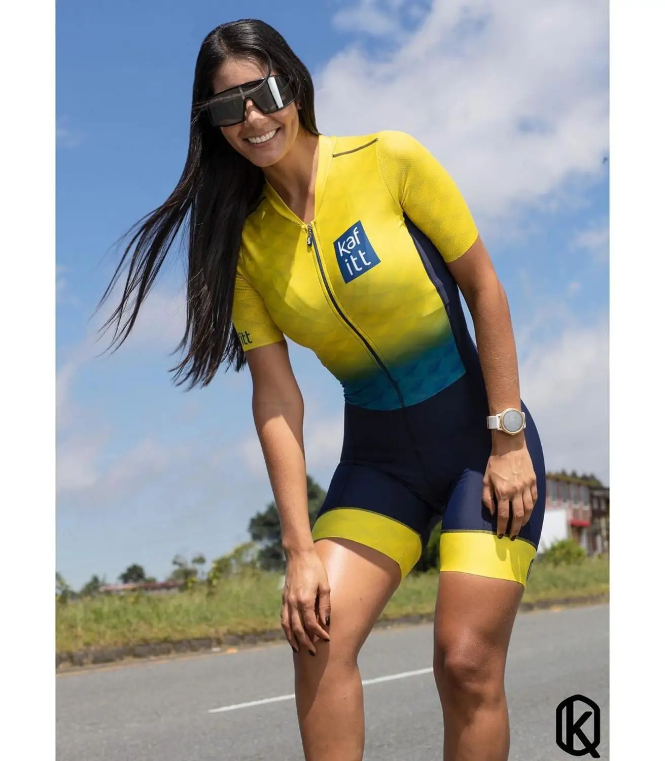 

Kafitt Lycra Cycling Clothing Women Short Sleeve Cycling Jumpsuit Bicycle Riding Female Skinsuit for Summer