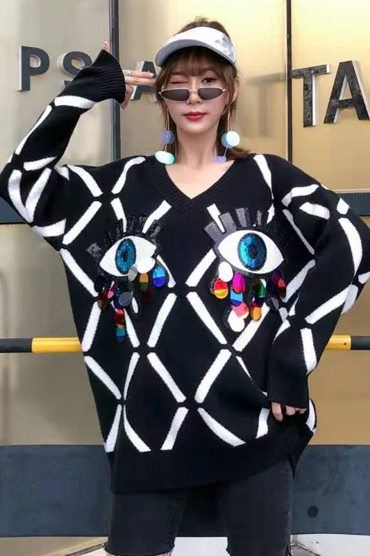 Женский вязаный свитер с капюшоном v-образным вырезом свободная одежда осень 2019 |