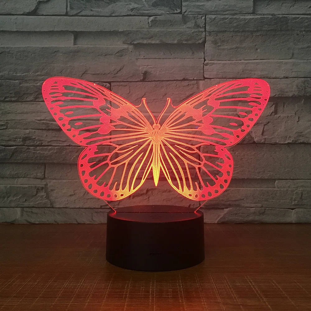 

Butterfly LED RGB Night Light 7 Color Change Desk Light Action Figure PVC Kids Toys Brinquedos Christmas Gift
