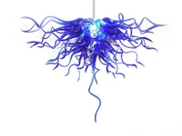 pretty blue chain hanging led lights mini blown glass chandelier lamps for living room