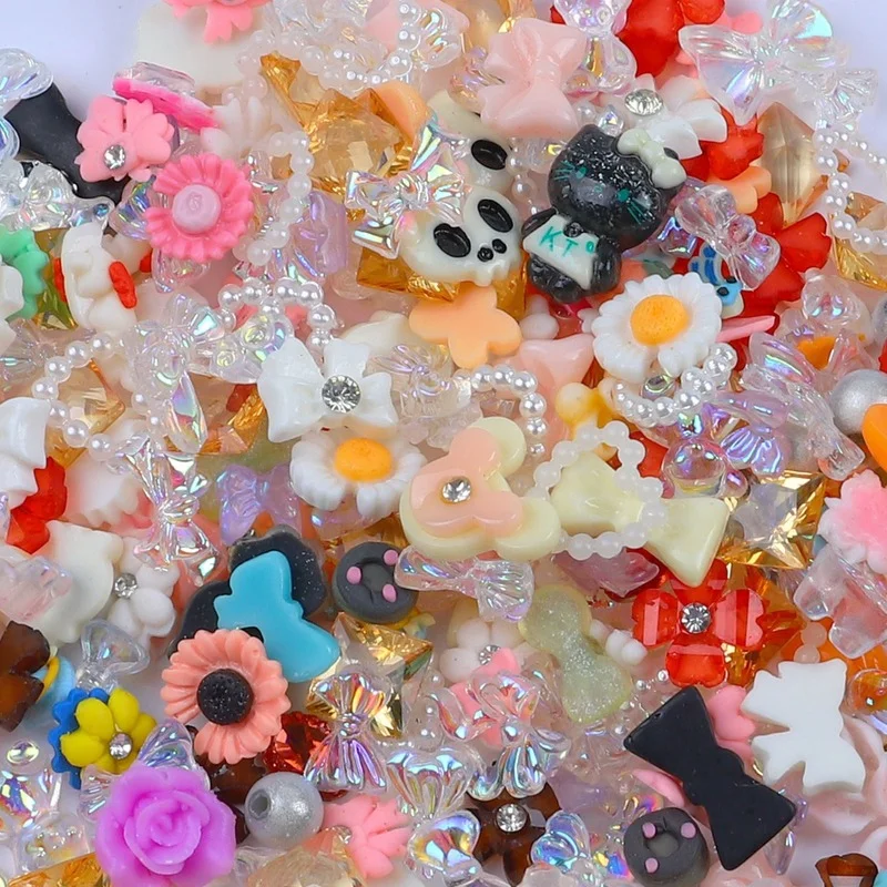 

3D полимерные плоские украшения для ногтей, смешанные Мультяшные Луки Авроры, украшения для ногтевого дизайна, декоративные украшения, изго...