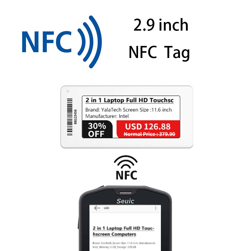 YalaTech ESL 2.9 inch Store Electronic shelf label NFC Esl Digital price tag for Intelligent store
