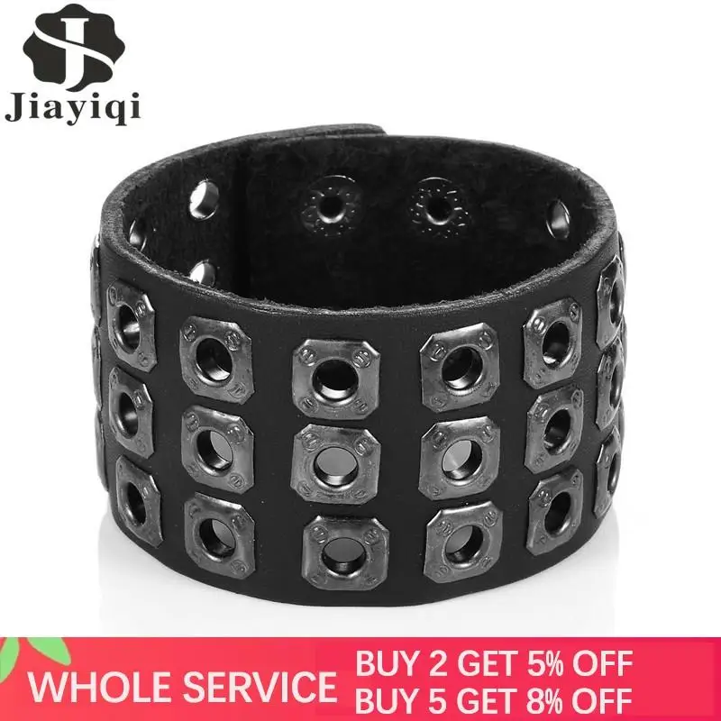 Jiayiqi новые браслеты ручной работы из натуральной кожи брендовые модные