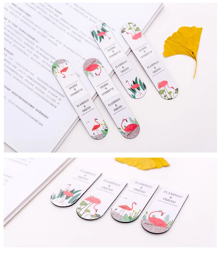 4 шт./компл. Симпатичные Фламинго магнитная закладка для книги этикетки Клип
