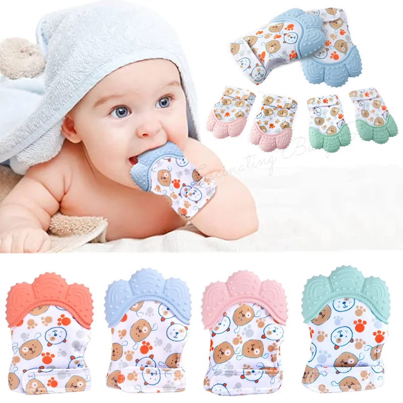Фото Милые детские Митенки-грызунки для новорожденных жевательные варежки перчатка с