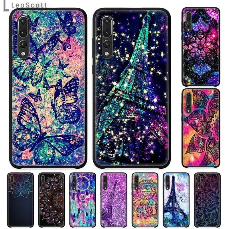

mandalas universe beautiful Eiffel Tower Phone Case For Huawei honor Mate P 9 10 20 30 40 Pro 10i 7 8 a x Lite nova 5t Funda