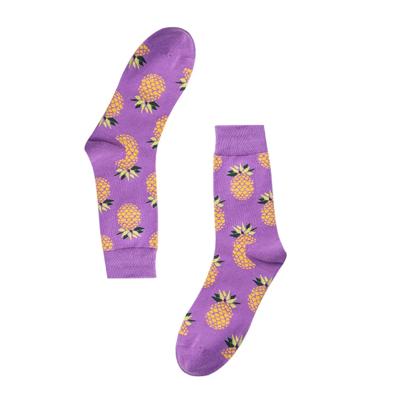 Красочные хлопковые мужские и женские носки забавные еда ананас пицца гамбургер