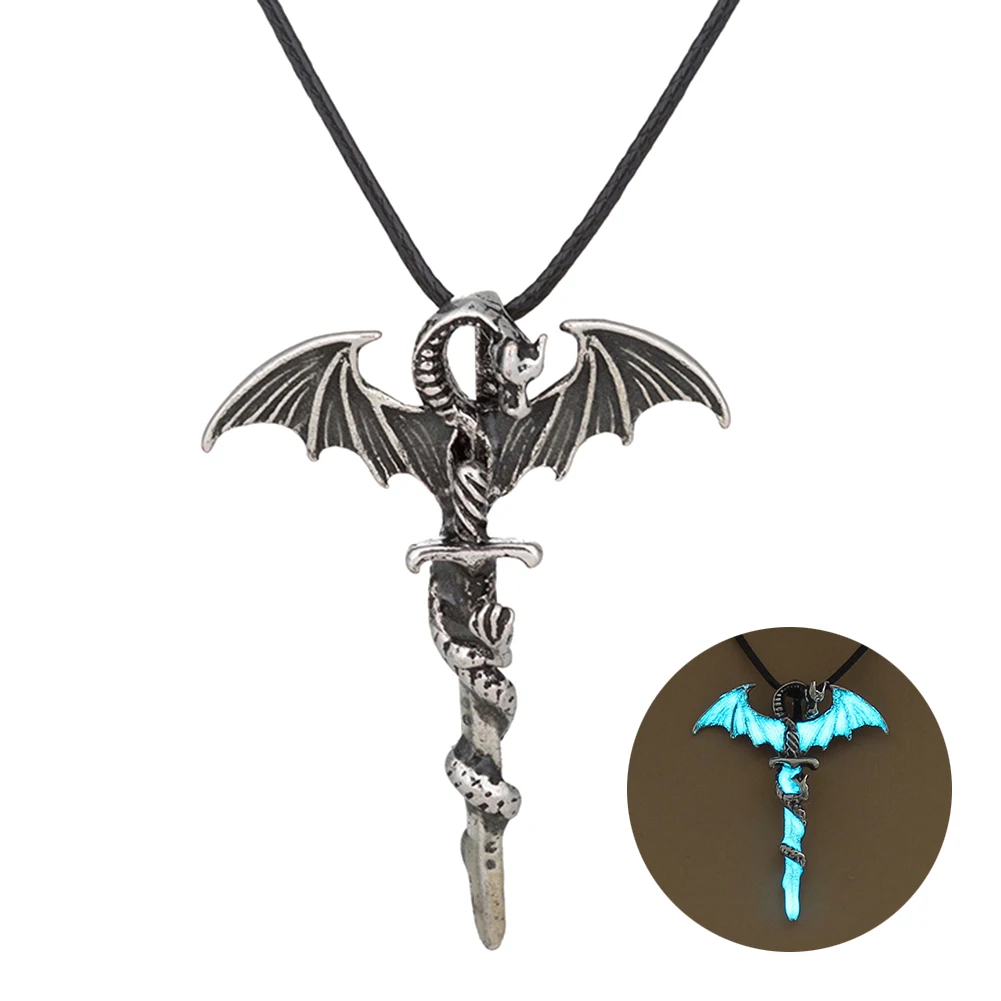 Dragon Cross Gothic Ketting Mode Punk Lichtgevende Hangers Glow In The Dark Persoonlijkheid Ketting Sieraden Dragon Cross Gothic Ketting Mode Punk Lichtgevende Hangers Glow In The Dark Persoonlijkheid Ketting Sieraden