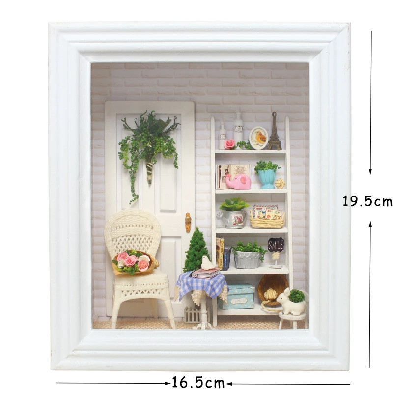 

New DIY KIT House Wooden Frame Miniature Doll Houses Miniature Dollhouse Furniture Kit With LED Toys For Children Christmas Gift