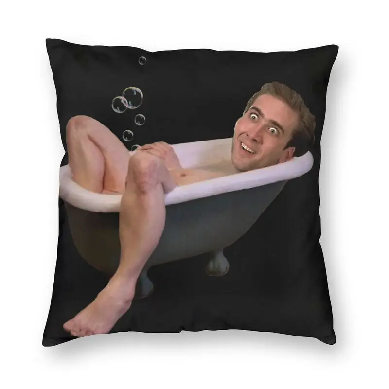 

Nicholas Cage Taking A Bath Cushion Covers Funny Meme Nicolas Cage Soft Luxury Pillow Cases Home Decoration