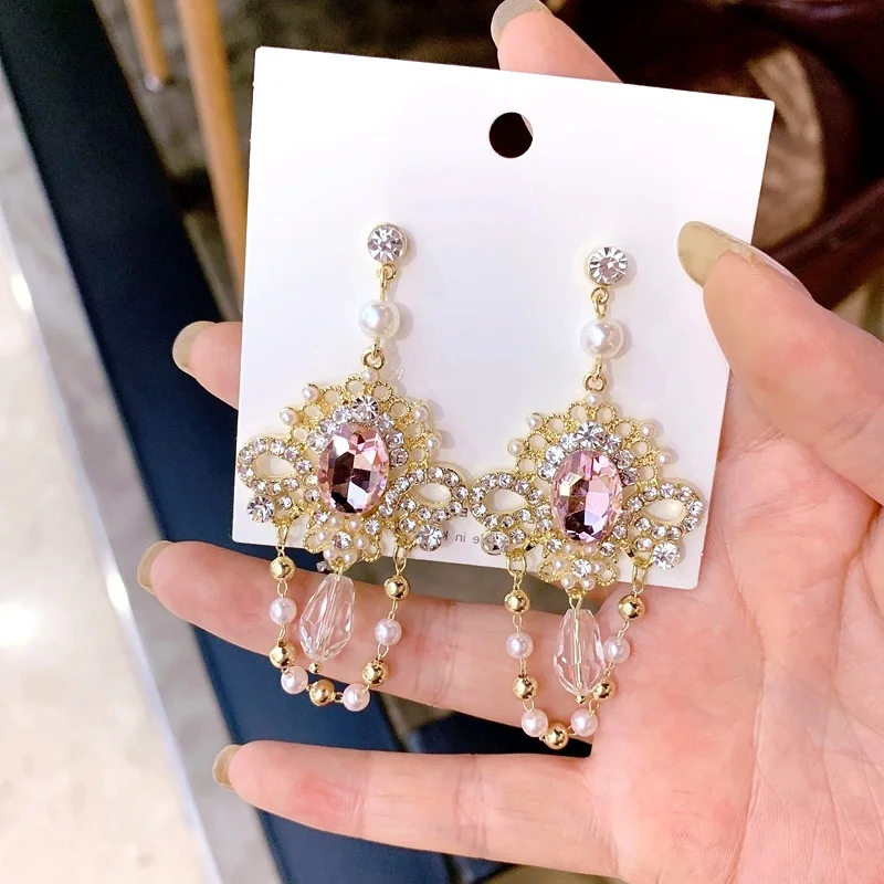 Корейская версия новых висячих сережек сплав светильник жемчужные серьги