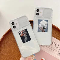 design flowers women painting phone case transparent for iphone 7 8 11 12 x xs xr mini pro max plus slide camera lens protect