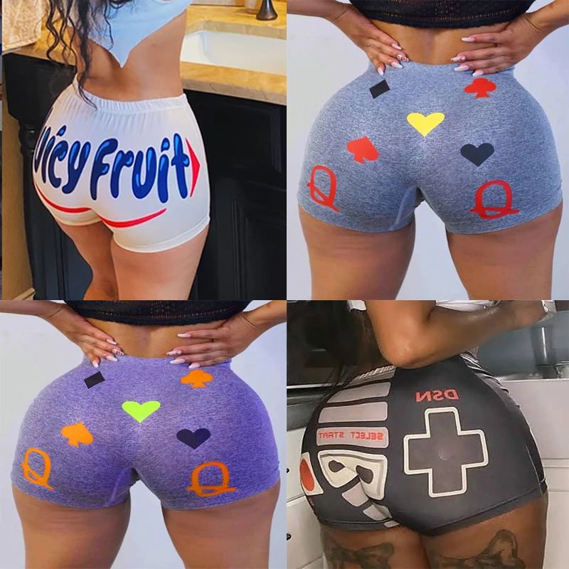 

Women Elastic Yoga Fitness Shorts Printed Soft Stretch High Waist Shorts Ladies Summer Fashion Print Casual Shorts Sportswear