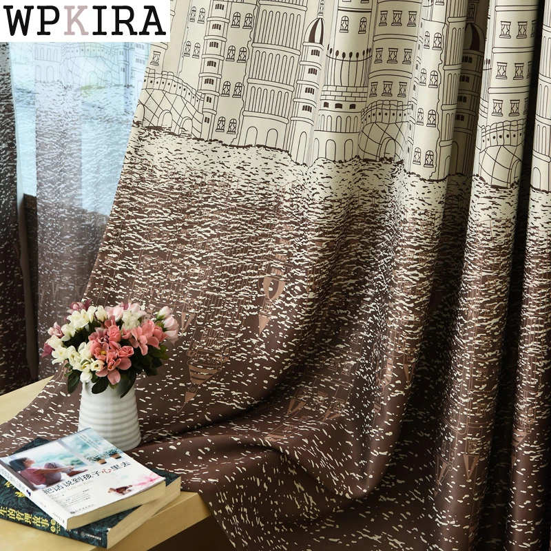 Шторы для спальни детской с графикой из мультиков морская принтом &quotзамок&quot