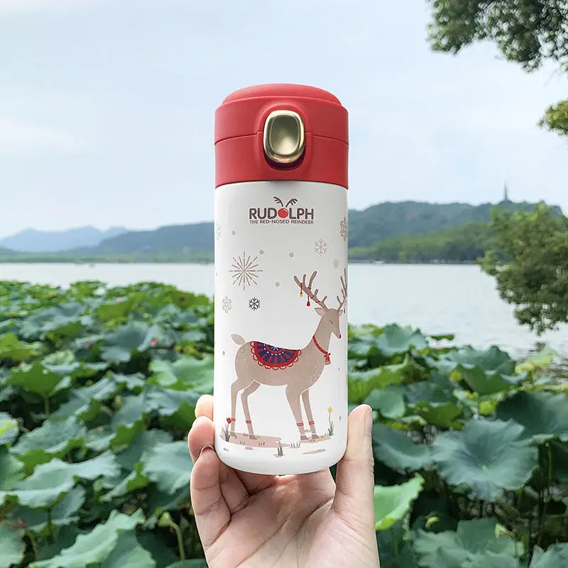 

360ml 460ml 304 Stainless Steel Christmas Elk Style Lovely Thermos Cup