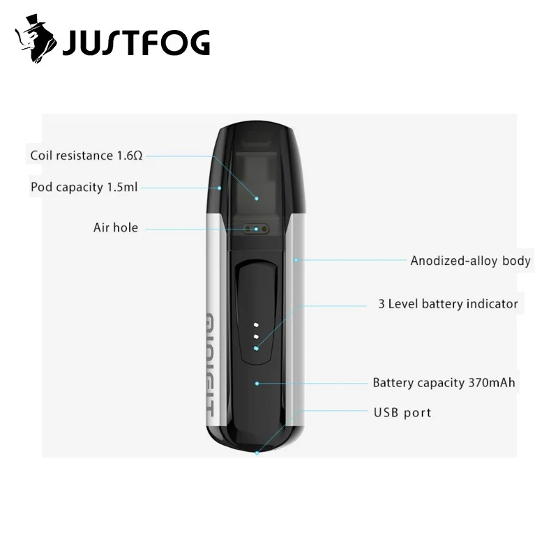 Оригинальный набор Justfog Minifit 370mah Pod System электронные сигареты все в одном Vape Pen Kit 1 5