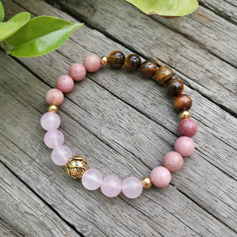 8mm Natural Stone Beads Rose Quartz Tigers Eye Pink Love JapaMala Sets Spiritual Jewelry Meditation Inspirational 108 Mala | Украшения и