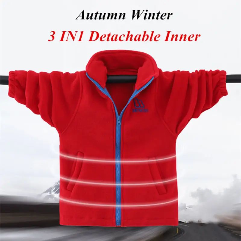 

Children Windbreaker Coat 3 IN 1 Autumn Winter Camouflage Kids Fleece Sport Hooded Outerwear For Teen Boys Hiking Jacket Cyf315