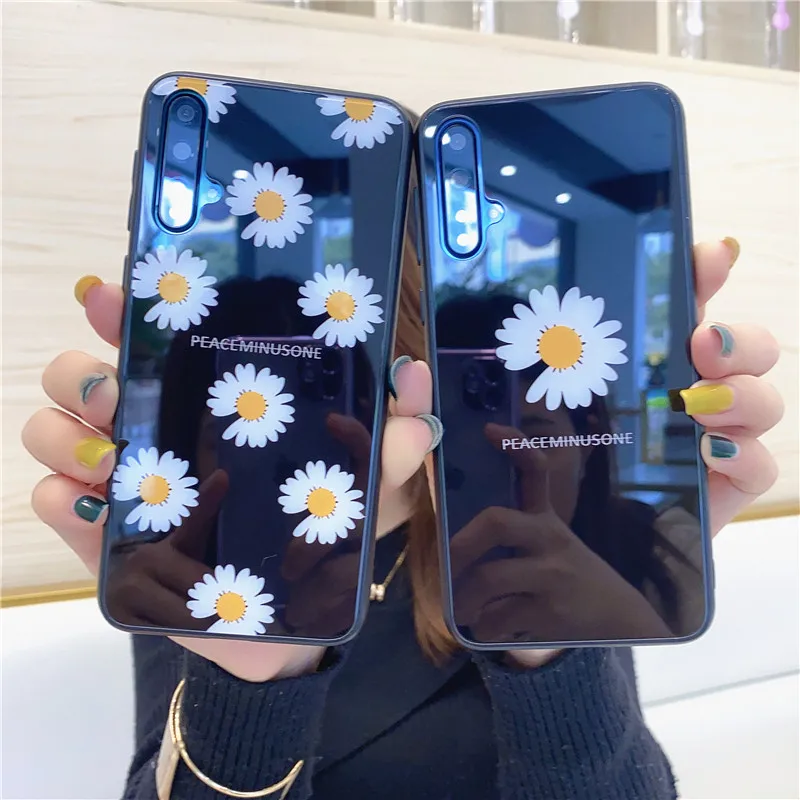 

Strap & Case For VIVO Y95 Y91 Y91C Y93 Y90 Y97 Peaceminusone Daisy Fashion Hard Glass Phone Cover For VIVO Y95 Y83 Y81S Y81 Y85