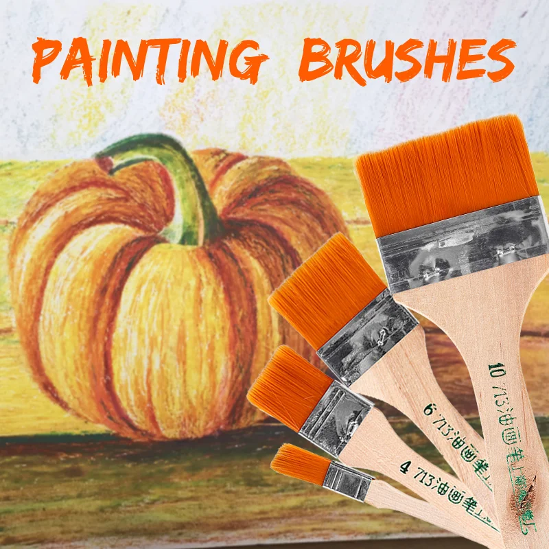 

different size 12Pcs/Set Acrylic Oil Painting Nylon Aluminum skin Wooden Handle Brushes cleaning brush Paint Brushes for Wall