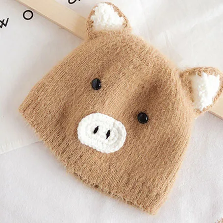 2019 г. милый колпачок для детской шерсти с рисунком поросенка шапка новорожденных