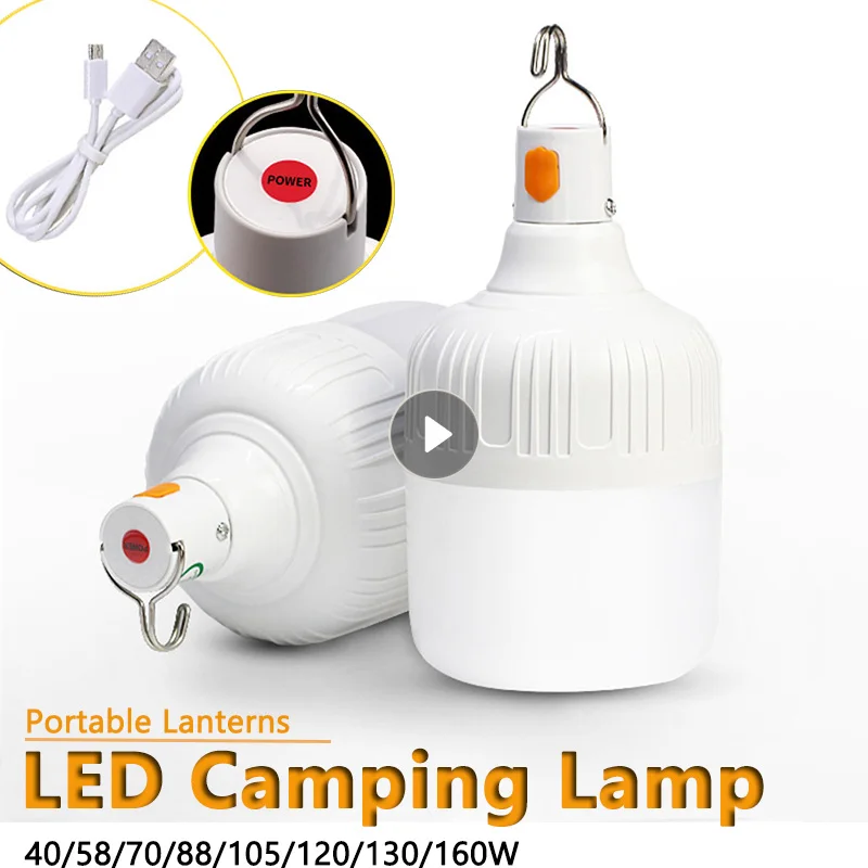

LED Emergency Lights Outdoor Bulb USB Rechargeable Portable Tent Lamp Battery Lantern Camping Light Charging Mobile Night Light