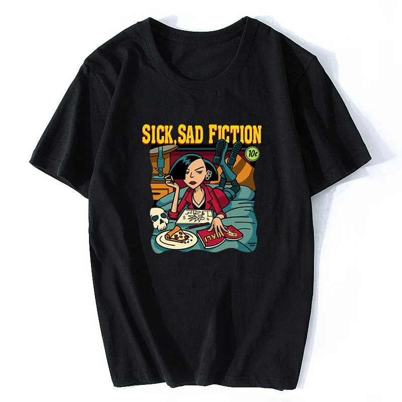 

Sick Sad Pulp Fiction Men T-shirt Harajuku Streetwear Cotton Camisetas Hombre Men Quentin Tarantino Funny Cool T Shirt
