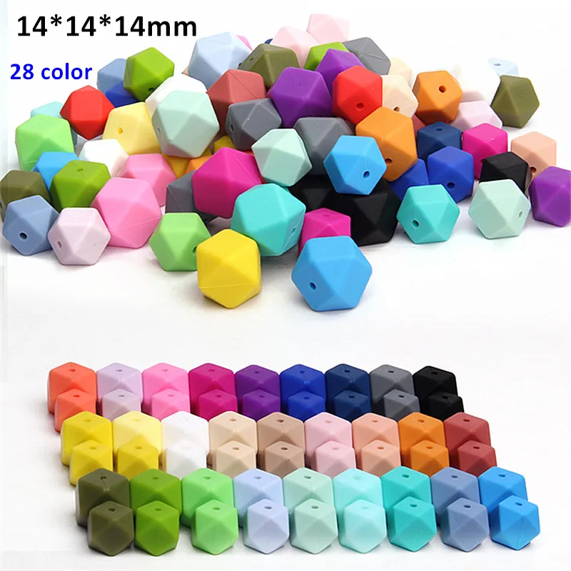 1000pcs/lot BPA Free 14mm Loose Silicone Hexagon Beads for baby pacifier teether necklace infant dummy chewable teething jewelry
