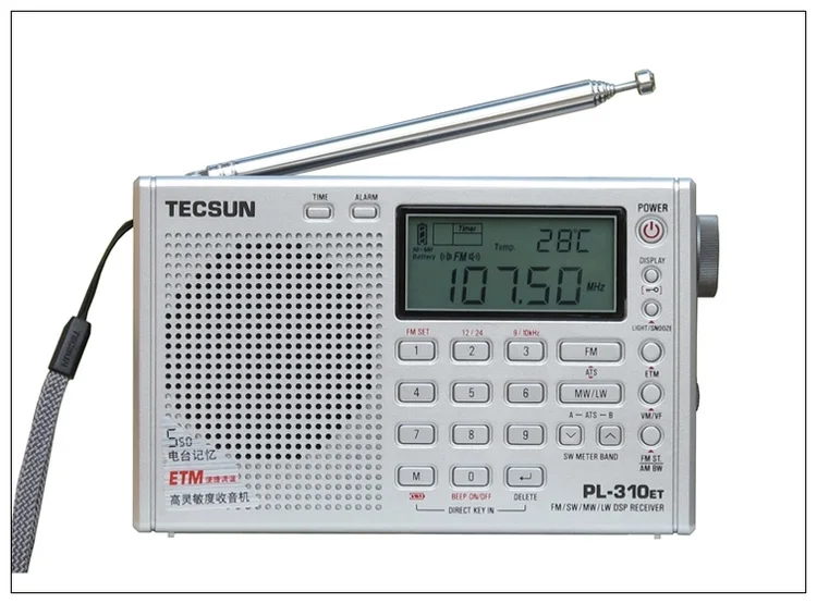 TECSUN PL-310ET мир полный диапазон коротковолнового радио FM AM MW SW LW приемник DSP цифровая Демодуляция стерео радио VS Degen DE13 - Цвет: Sliver