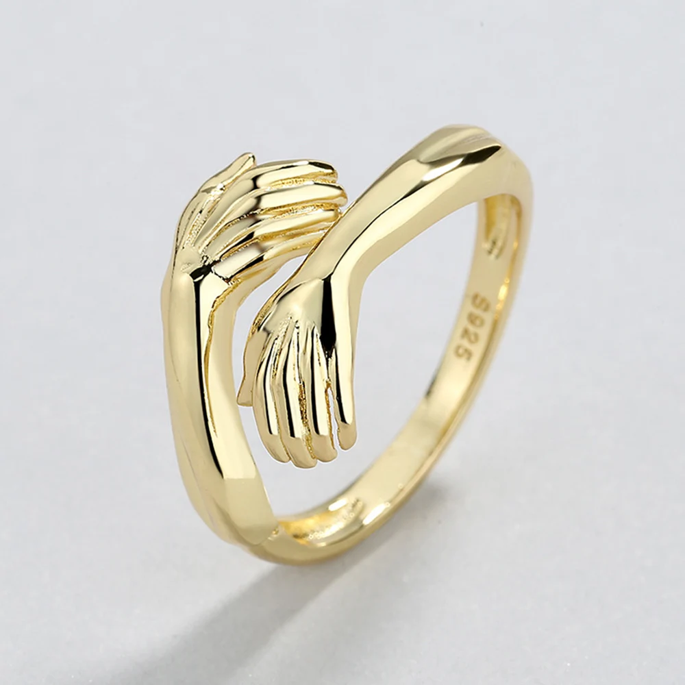 

Gold Color Creative Love Hug Ring Silver Color Fashion Lady Open Rings Jewelry Gifts for Lovers Valentine's Day Present