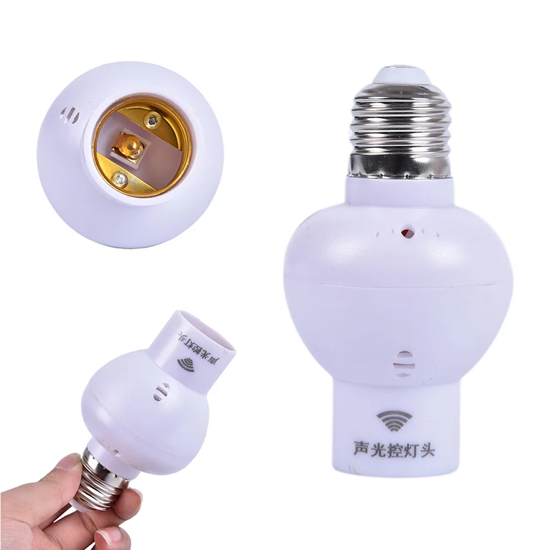 

1PCS Indoor Sound Light Sensor Control Lamp Holder E27 Screw Lamp Bases Cap Socket Switch For Corridor Stairs Lighting Bulb