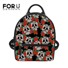 Маленький кожаный рюкзак FORUDESIGNS, сумка на плечо для женщин, стильный брендовый дизайнерский мини-рюкзак в стиле панк с изображением сахарного черепа для женщин