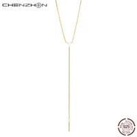 chenzhon sexy 925 silver y necklaces for women simple love chains choker 18 k gold plated fashion cute charms jewelry free box