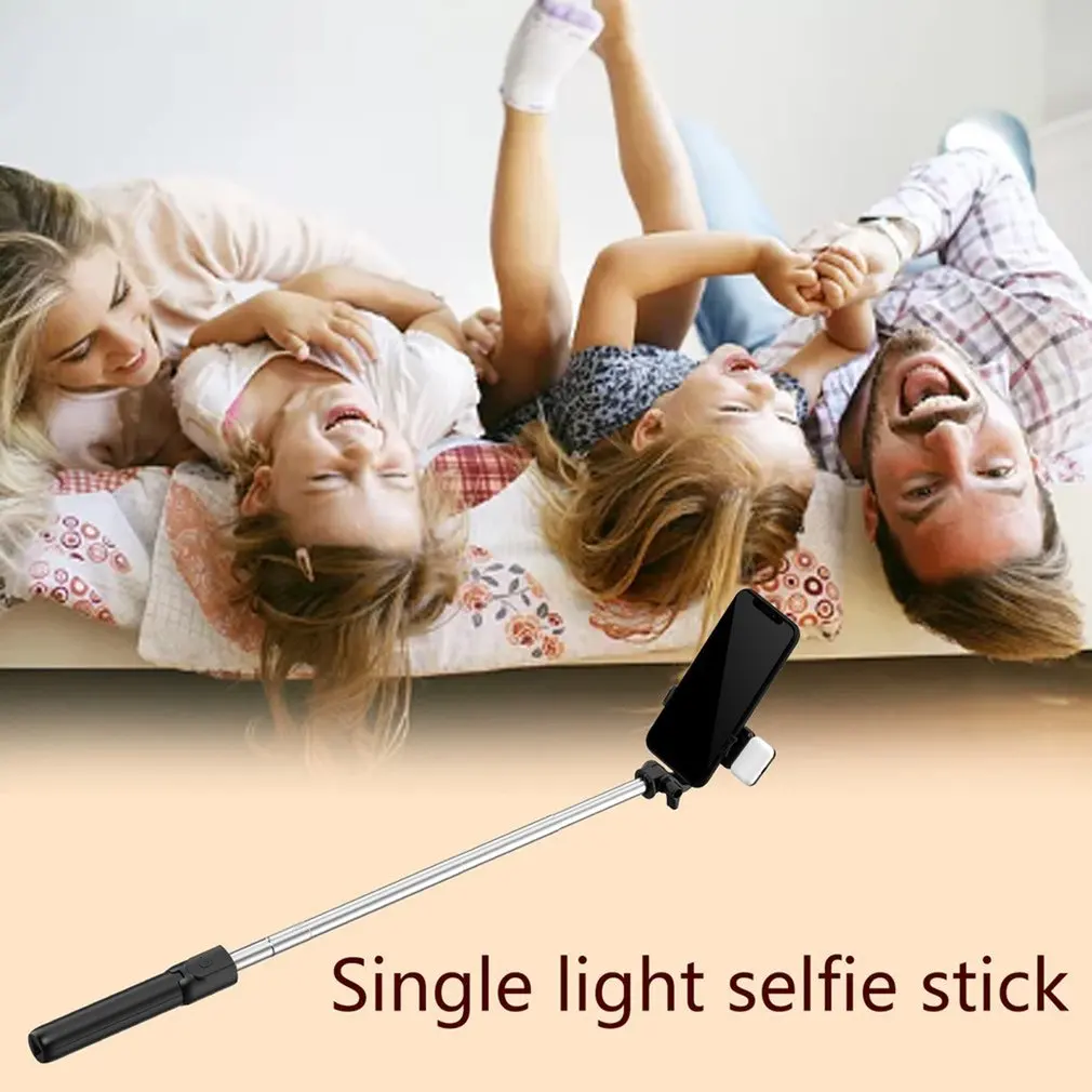 

Aluminum alloy wireless bluetooth selfie stick expandable mini tripod foldable handheld monopod with LED fill light