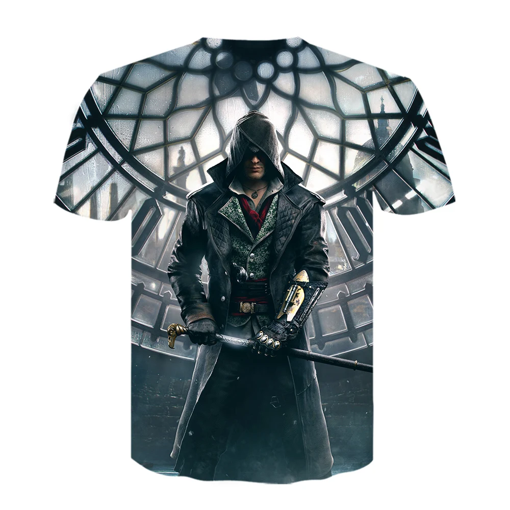 Повседневная мужская Assassins Creed футболка Веселая футболка с короткими рукавами с 3D принтом летние футболки в стиле хип-хоп белая рубашка мужские рубашки