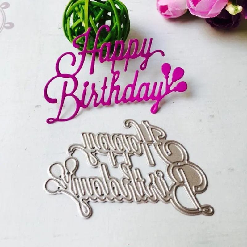 

Wish Letters Happy Birthday Metal Cutting Dies Stencil Scrapbooking Photo Album Card Paper Embossing Craft DIY