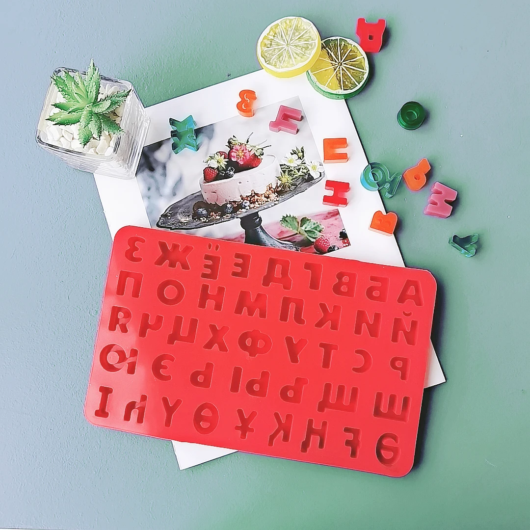 

Силиконовая форма с буквами русского алфавита 3D, формы для шоколада, инструменты для украшения торта, лоток, формы для помадки, желе, печенья...