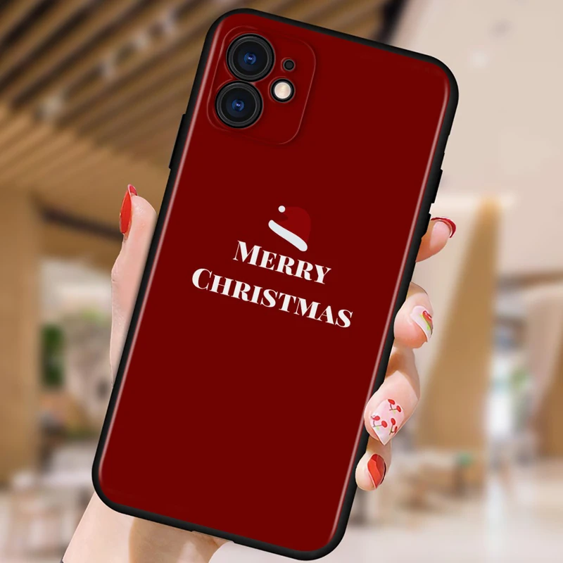 

Hot Merry Christmas For Apple iPhone 12 11 XS Pro Max Mini XR X 8 7 6 6S Plus 5 SE Black Phone Case