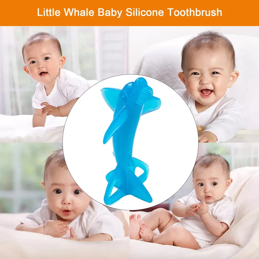 

Little Whale Infant Silicone Molar Fixer Toothbrush Soft And Safe Dolphin Design Attractive Toothbrush