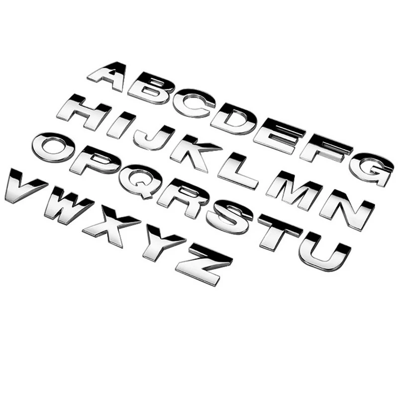 

3D DIY металлические буквы-Стикеры Автомобильная Эмблема письмо серебряный значок переводная картинка 26 букв бесплатно комбинация автомобил...