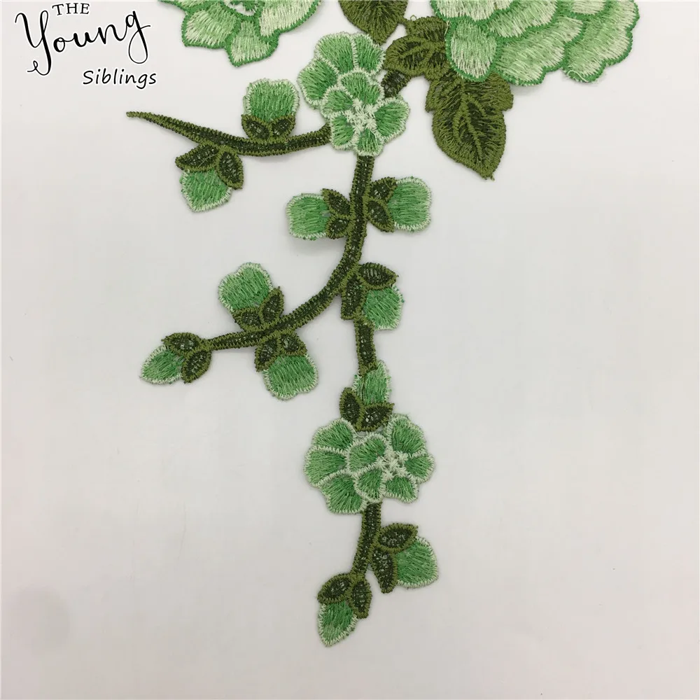 Новый стиль зеленые пионы вышивка Цветочный вырез ткань сделай сам кружевной