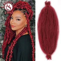 long marely braids fluffy afro kinky curl twist crochet braid hair yaki curl crochet synthetic braiding hair 28inch lihui