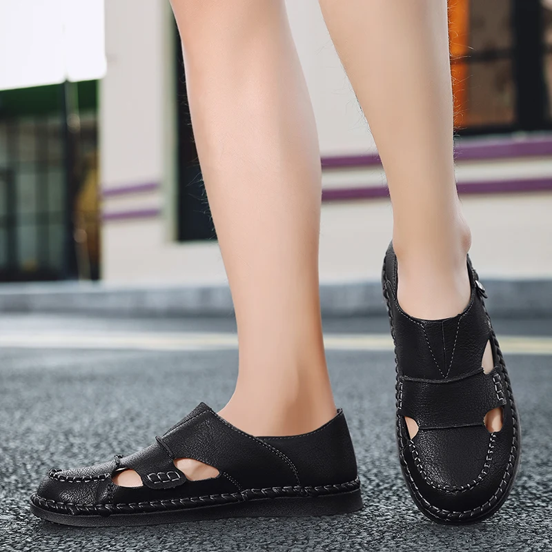 

Sandalia Masculino Em Couro Sandles For Men Sandalias Piel Hombre Leather Sandals Summer Mens Beach Sandal Shoe Big Male Slip On