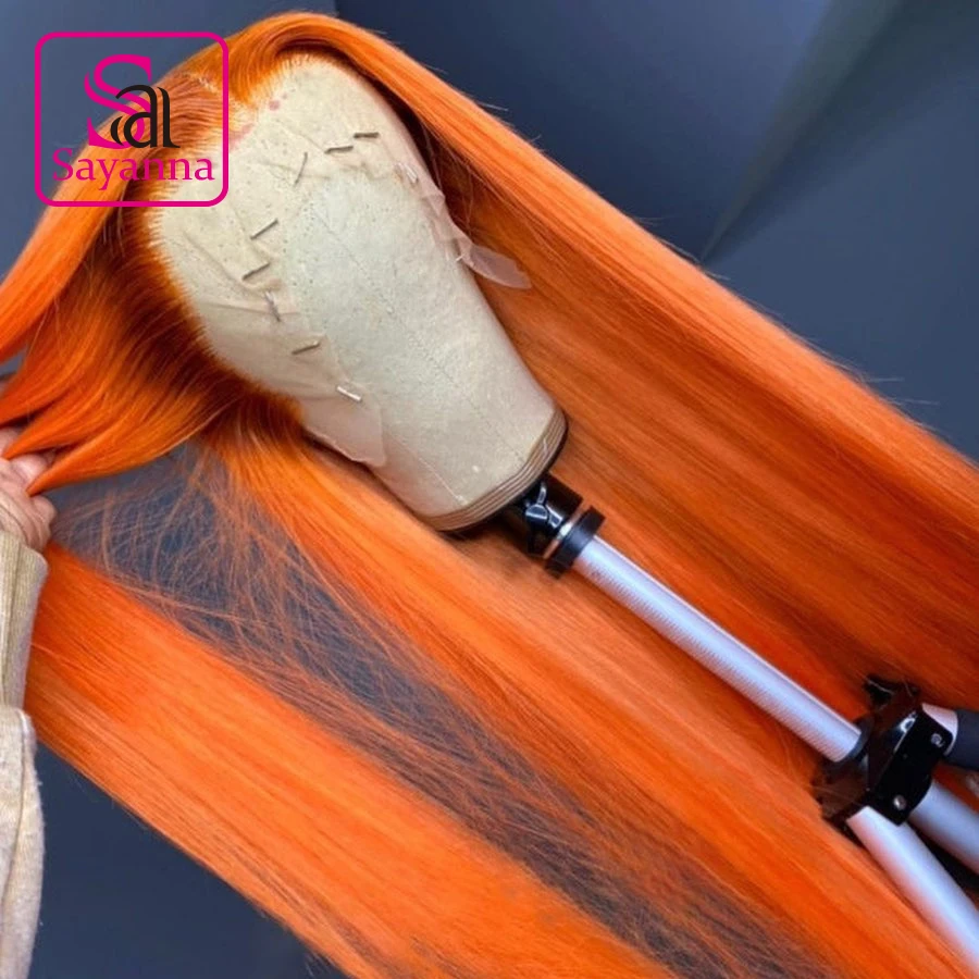 

Orange Lace Front Human Hair Wigs Straight Lace Front Wig For Women Pre Plucked Hairline Ginger Orange Color Wig 180% Brazilian