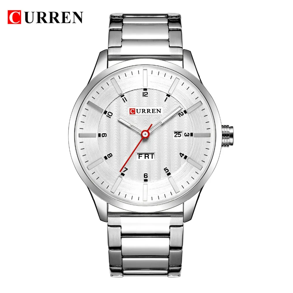 

Watches Fashion Stainless Steel Band Mens Watches Classic Business Quartz Wristwatch For Men Male Clock With Calendar