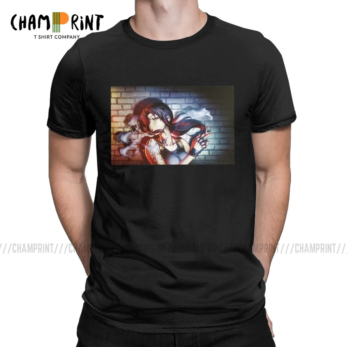 Забавные футболки для мужчин с круглым воротником из чистого хлопка Черная