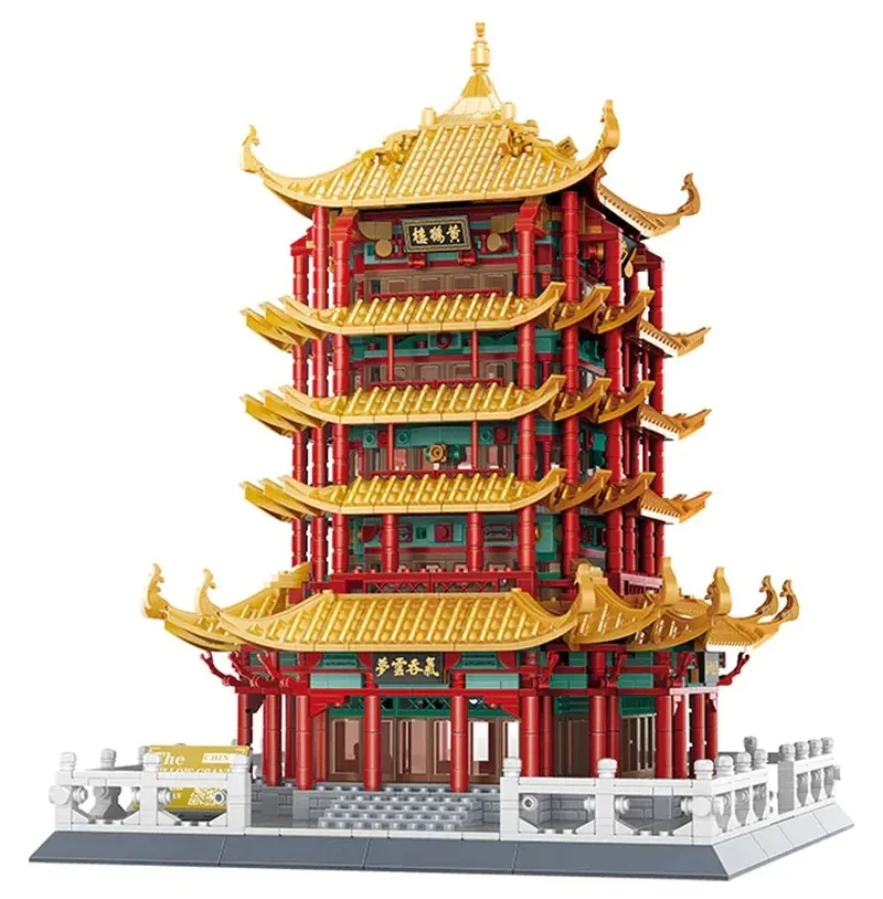 

In Stock 2912 PCS 6214 Chinese Four Famous Buildings Yellow Crane Tower Architecture Building Blocks Bricks Toys Birthday Gfits