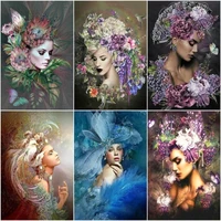 chenistory oil painting by numbers abstract flowers woman handpainted kits drawing canvas diy portrait home decor gift