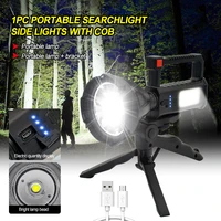 most bright portable searchlight usb rechargeable 4 gears osl lampcob side lightmountable bracket work light glare flashlight